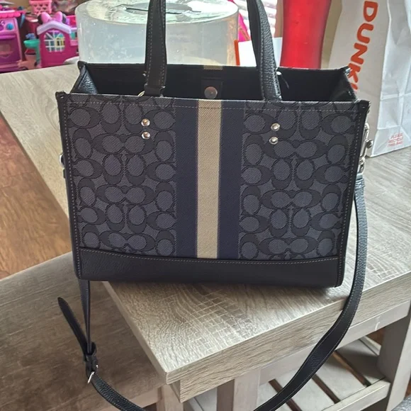 Coach Black and Gray Signature Handbag - Picture 2 of 4